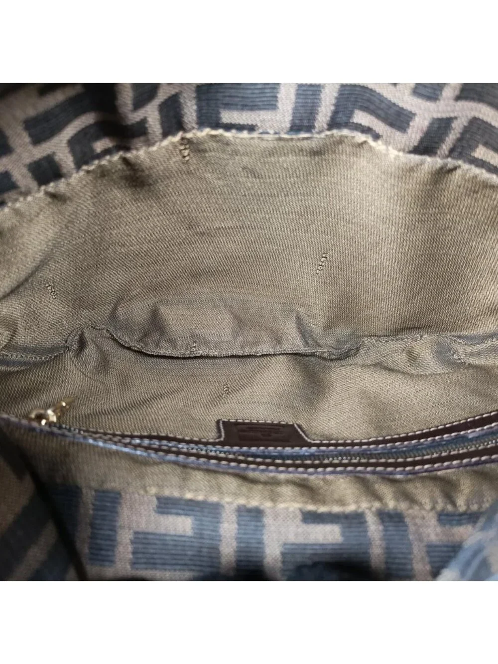 Fendi Zucca Pattern Brown Canvas Leather Handbag